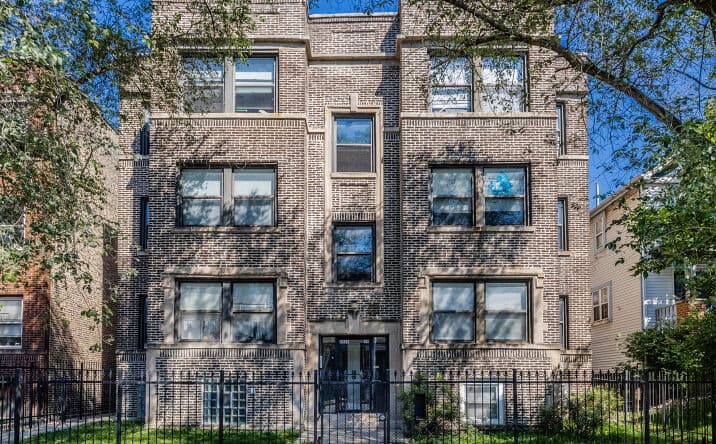Classic brick multifamily building in an established neighborhood