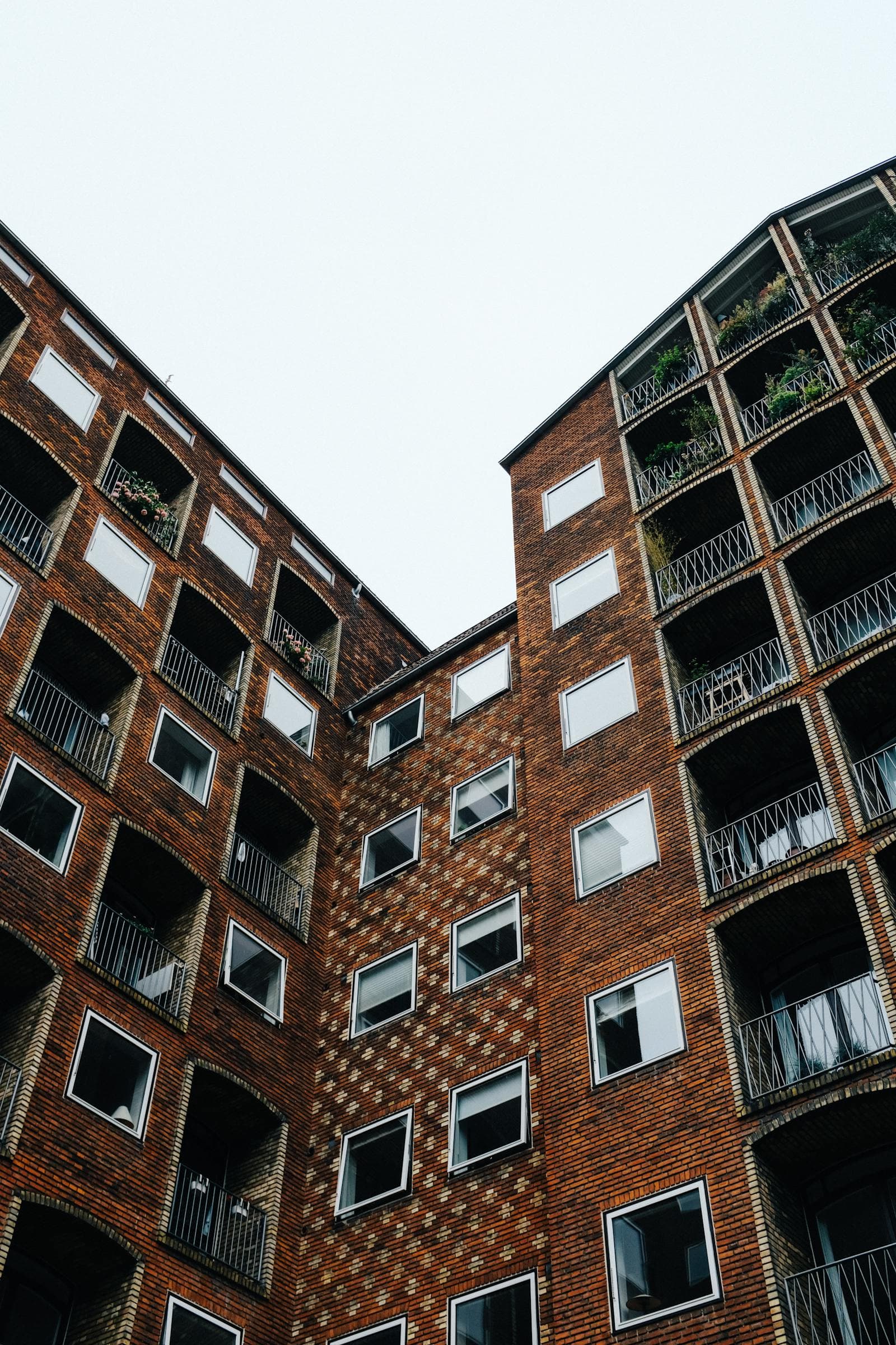 Classic brick apartment building courtyard